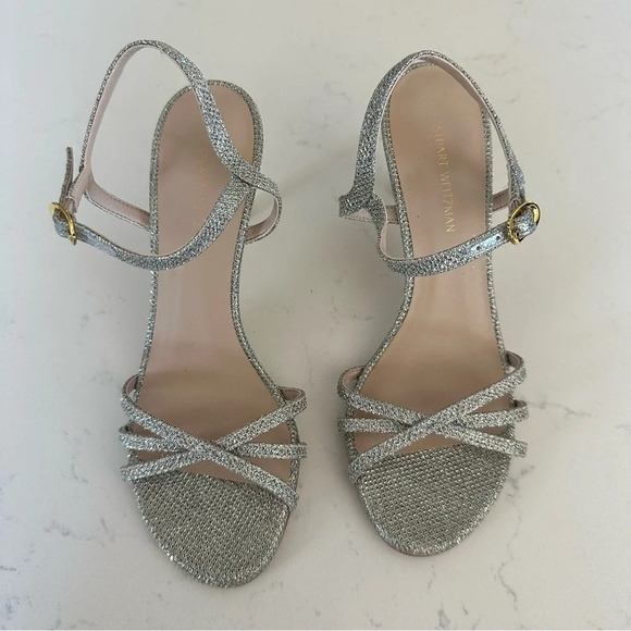 Stuart Weitzman Starla 80 Ankle strap Sandal Color Glitter Size: 5 - Picture 2 of 5